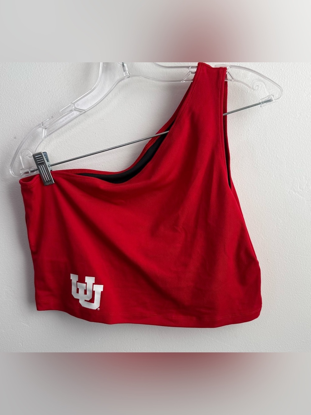 ZOOZATZ SPIRITED STYLE Red University of Utah One Shoulder Crop Top